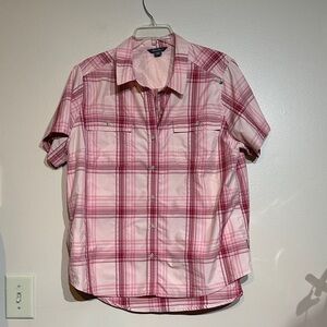 Eddie Bauer Pink  Plaid Button Down Shirt